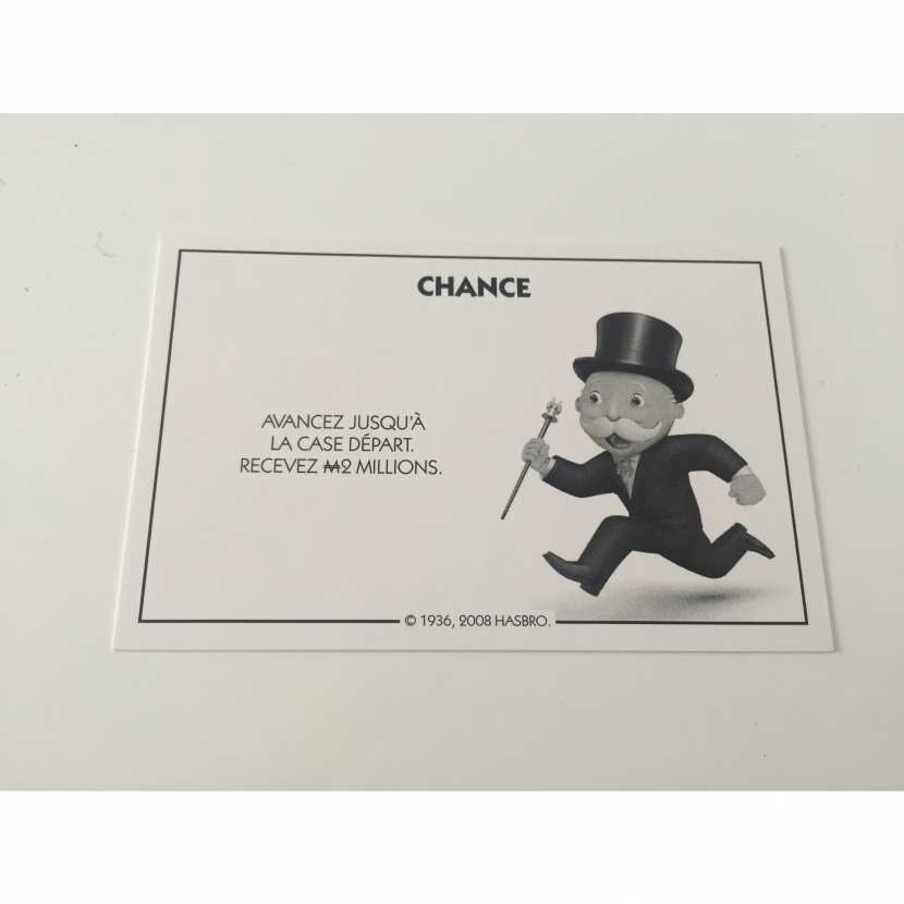 Monopoly Monde Parker Carte Chance Avancez Jusqu A La Case Depart