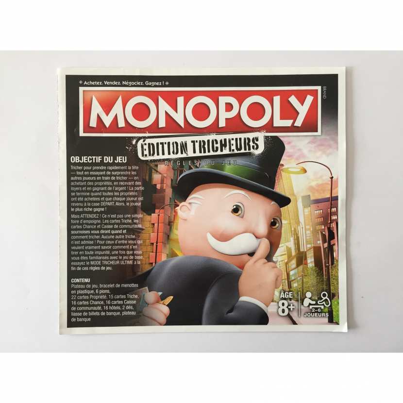 Notice de jeu pièce détachée monopoly édition tricheurs hasbro gaming